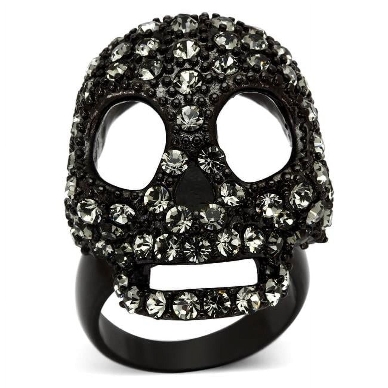 TK992-5 IP Black Ion Plating Stainless Steel Ring with Top Grade Crystal, Black Diamond - Size 5