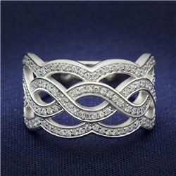 Rhodium 925 Sterling Silver Ring with AAA Grade CZ, Clear - Size 7