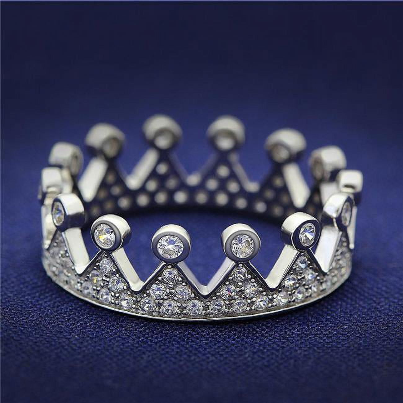 Rhodium 925 Sterling Silver Ring with AAA Grade CZ, Clear - Size 7