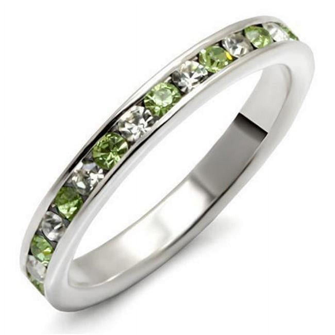 High-Polished 925 Sterling Silver Ring with Top Grade Crystal, Peridot - Size 7