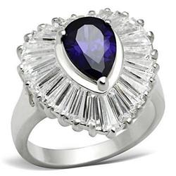 Picture of Alamode SS004-9 Silver 925 Sterling Silver Ring with AAA Grade CZ&#44; Tanzanite - Size 9
