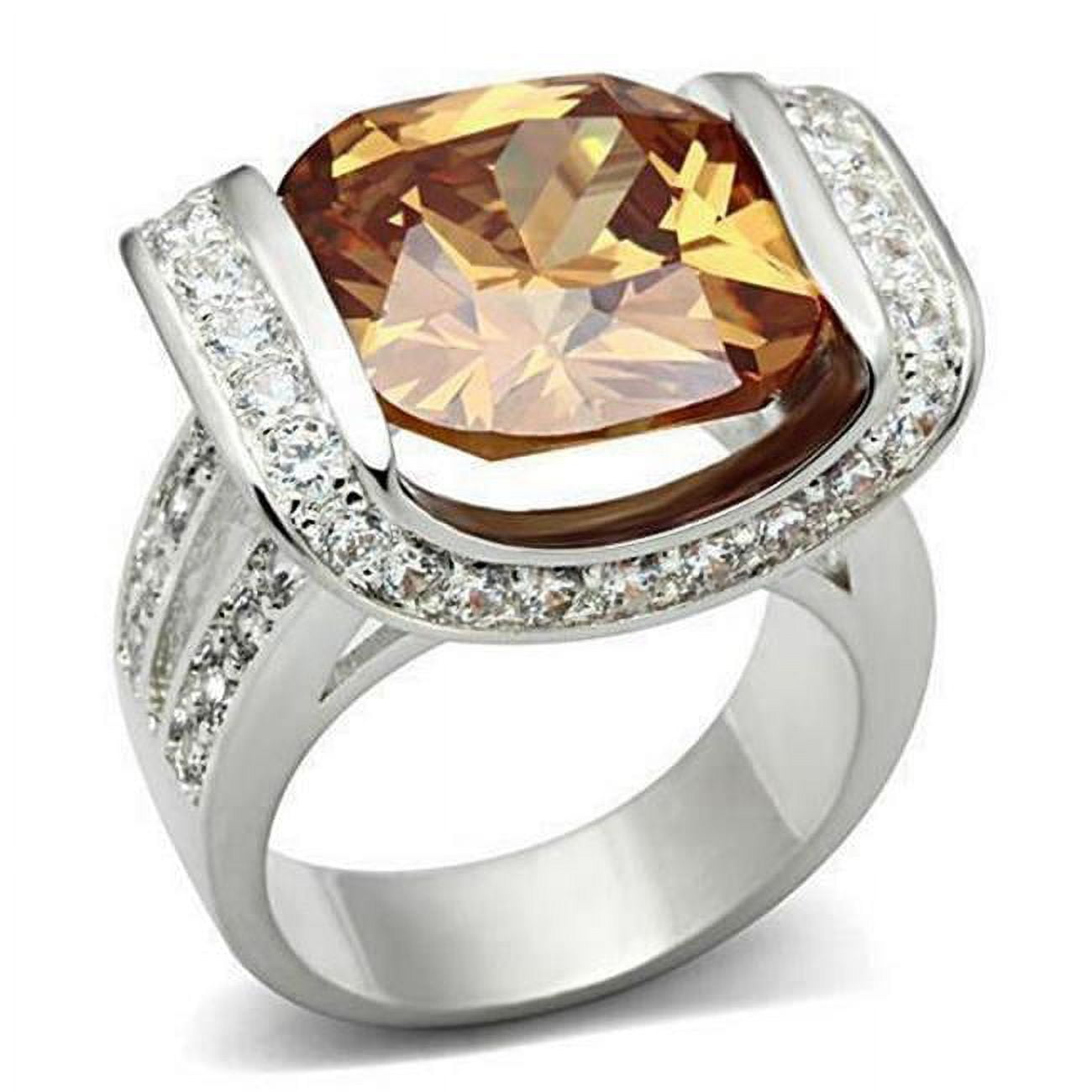 Silver 925 Sterling Silver Ring with AAA Grade CZ, Champagne - Size 7