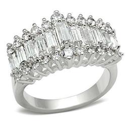 Silver 925 Sterling Silver Ring with AAA Grade CZ, Clear - Size 10