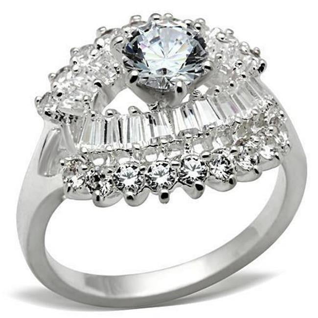 Silver 925 Sterling Silver Ring with AAA Grade CZ, Clear - Size 8