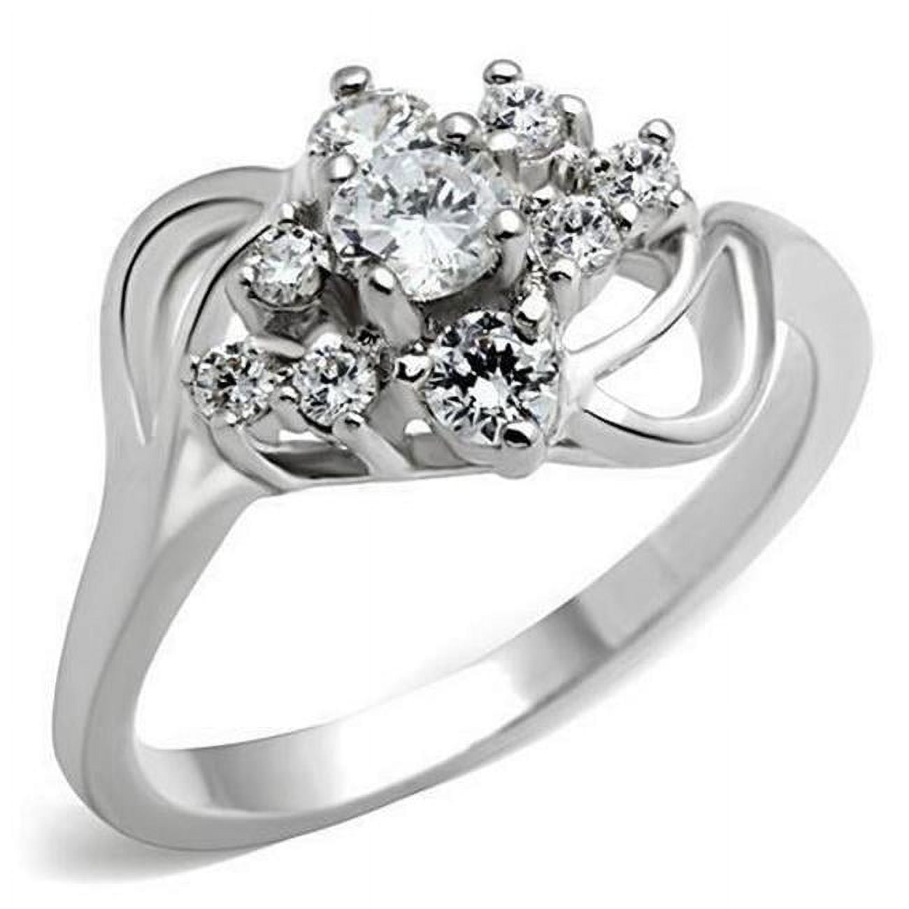SS032-6 Silver 925 Sterling Silver Ring with AAA Grade CZ, Clear - Size 6