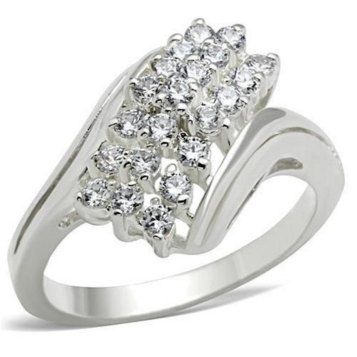 Picture of Alamode SS038-5 Silver 925 Sterling Silver Ring with AAA Grade CZ&#44; Clear - Size 5