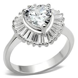 Silver 925 Sterling Silver Ring with AAA Grade CZ, Clear - Size 9