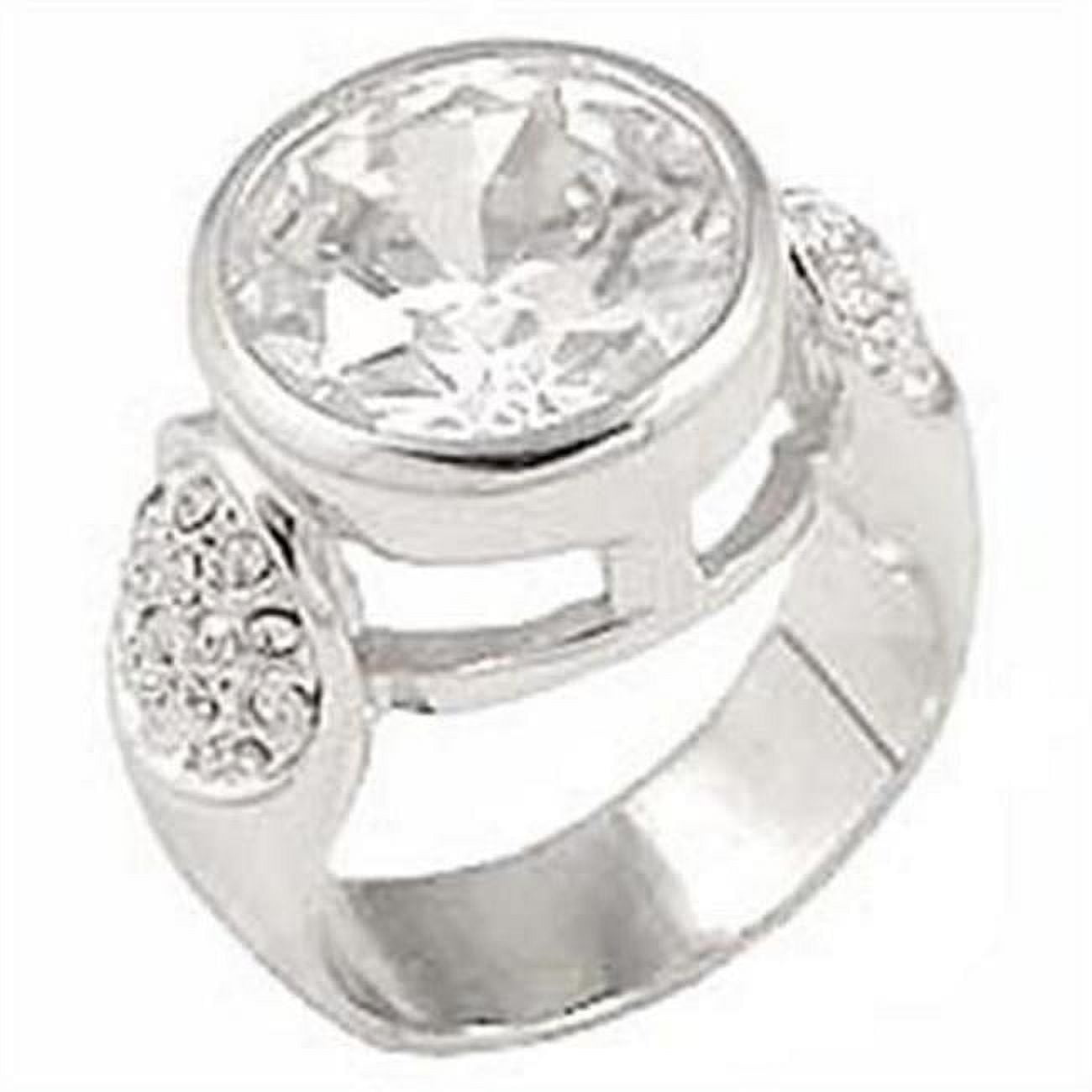 Picture of Alamode 0G415-6 Rhodium Brass Ring with AAA Grade CZ&#44; Clear - Size 6