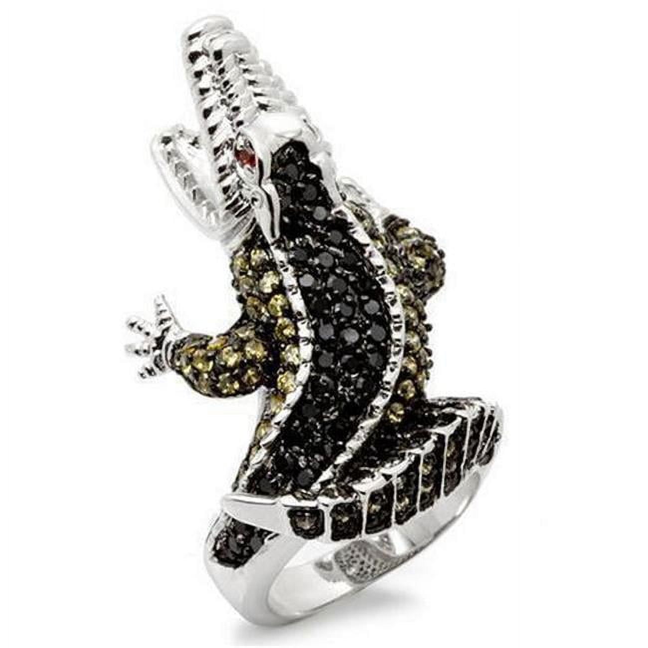 Picture of Alamode 0W007-5 Rhodium & Ruthenium Brass Ring with AAA Grade CZ&#44; Multi Color - Size 5