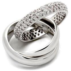 Picture of Alamode 0W065-7 Rhodium Brass Ring with AAA Grade CZ&#44; Clear - Size 7