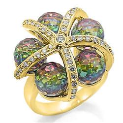 Picture of Alamode 0W299-5 Gold Plated Brass Ring with Top Grade Crystal&#44; Multi Color - Size 5