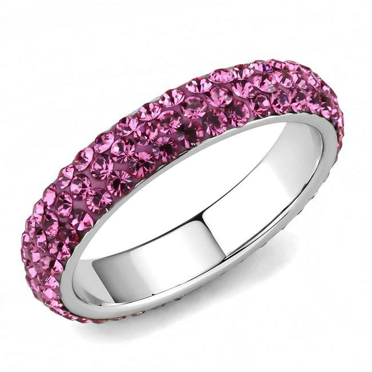 TK3542-6 Women High Polished Stainless Steel Ring with Top Grade Crystal in Rose - Size 6