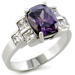 Picture of Alamode 22521-5 High-Polished 925 Sterling Silver Ring with AAA Grade CZ&#44; Amethyst - Size 5