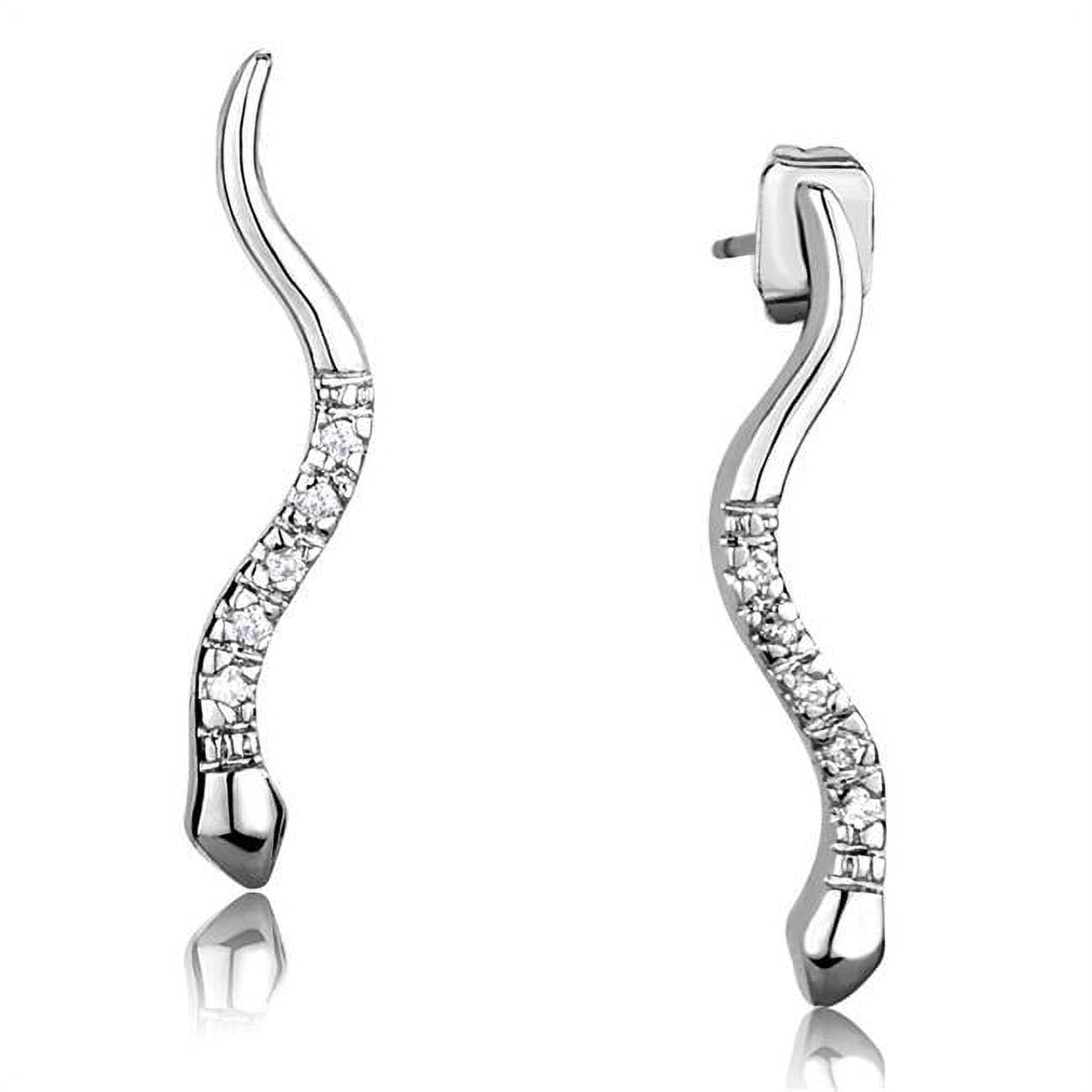Picture of Alamode 3W1051 Rhodium Brass Earrings with AAA Grade CZ, Clear