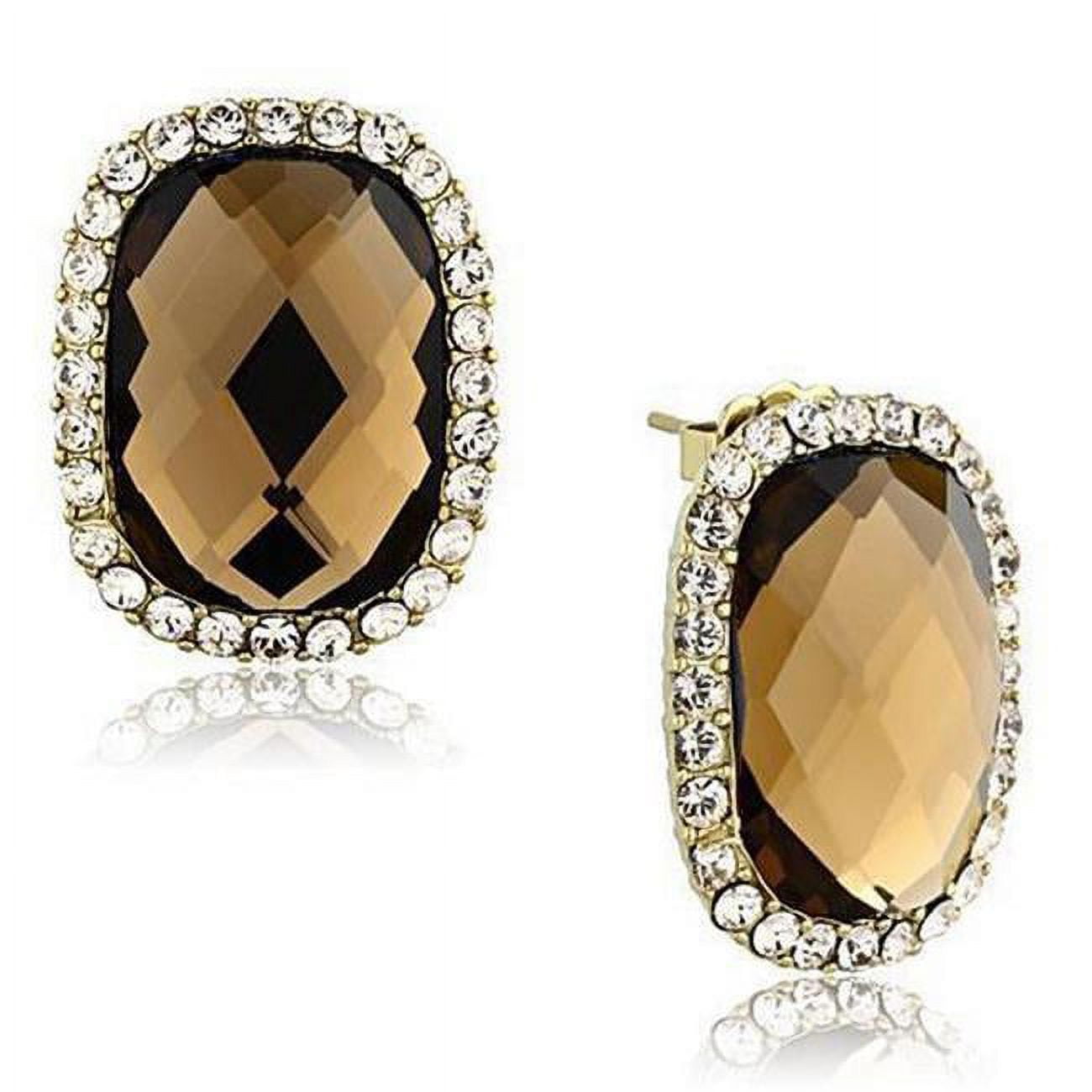 Picture of Alamode TK1457 IP Gold Ion Plating Stainless Steel Earrings with Synthetic Glass&#44; Smoked Quartz