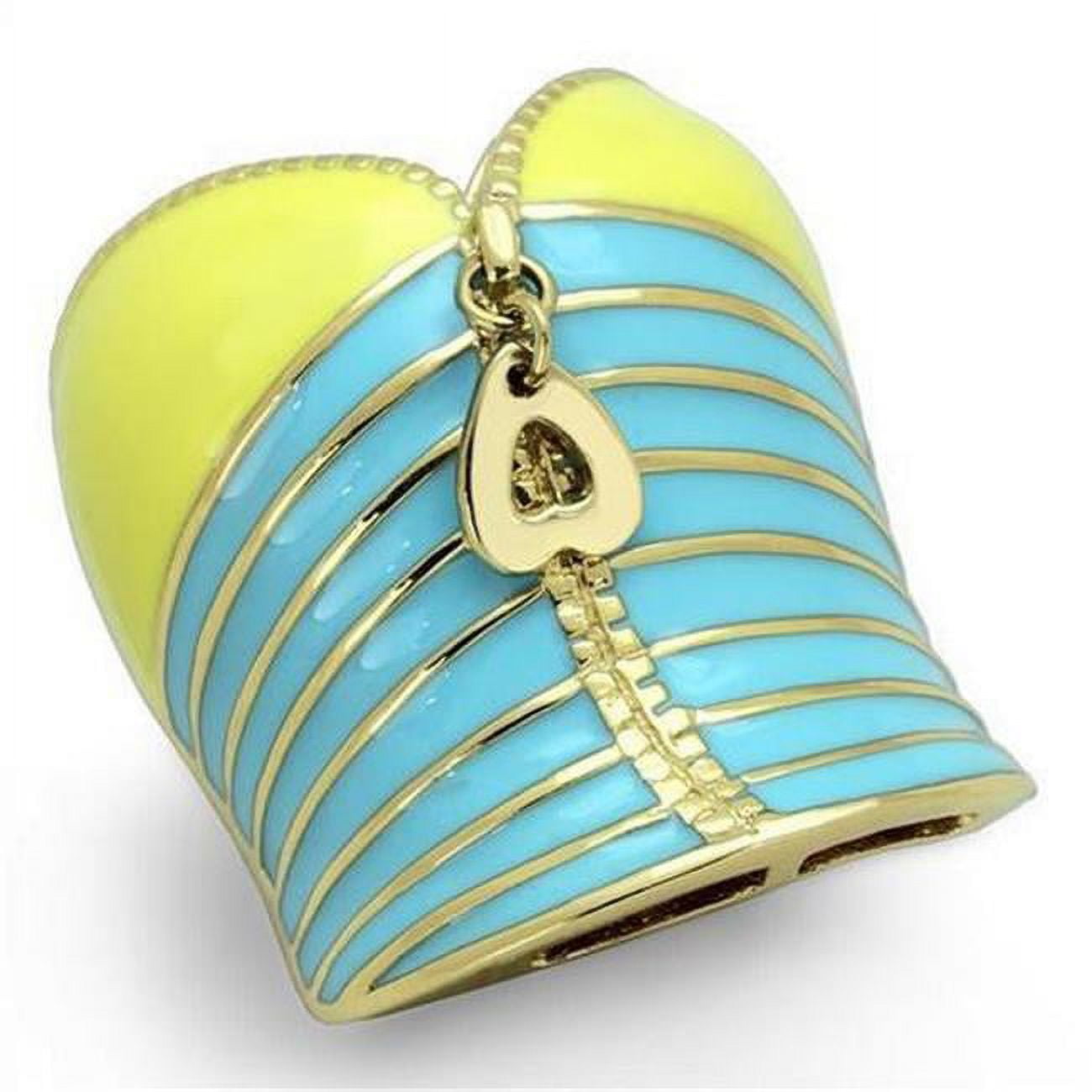 IP Gold Ion Plating Stainless Steel Ring with Epoxy, Multi Color - Size 7