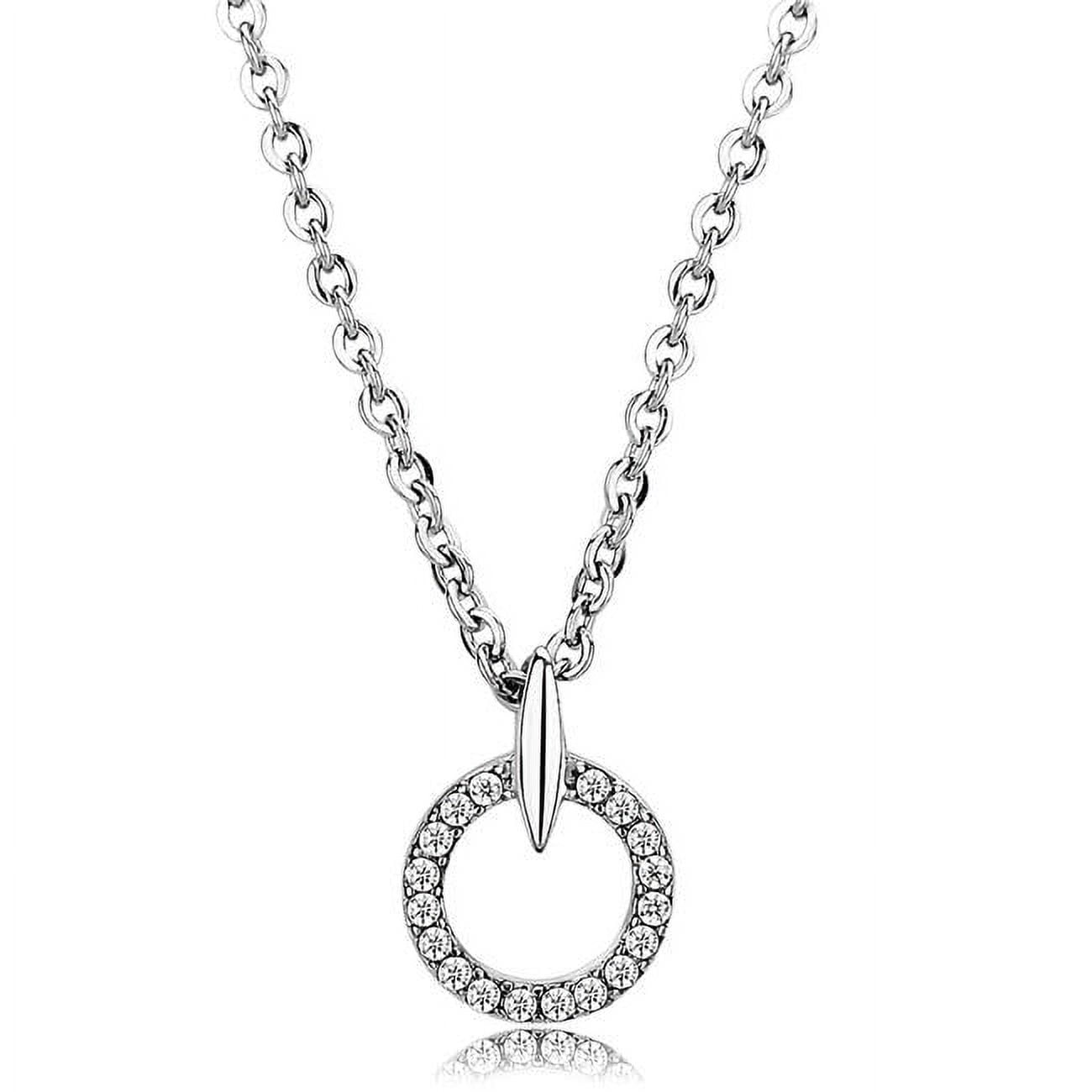 Picture of Alamode DA091-18Plus2 Women High Polished Stainless Steel Chain Pendant with AAA Grade CZ in Clear - 18 & 2 in.