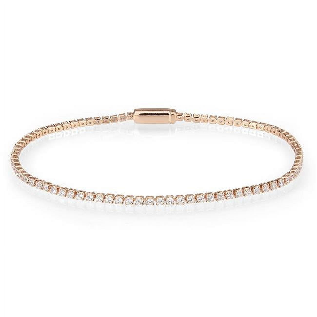 Picture of Alamode 3W1681-7 7 in. Rose Gold Brass Bracelet with AAA Grade CZ&#44; Clear
