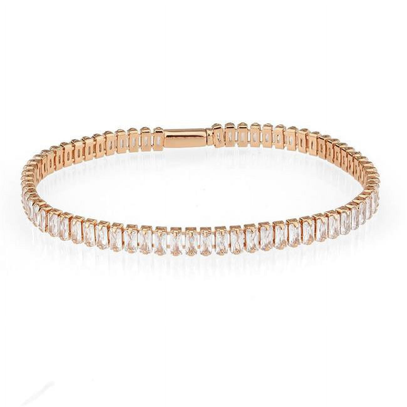 Picture of Alamode 3W1702-7 7 in. Rose Gold Brass Bracelet with AAA Grade CZ&#44; Clear