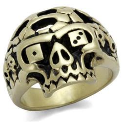 IP Antique Copper Stainless Steel Ring with Epoxy, Jet - Size 11