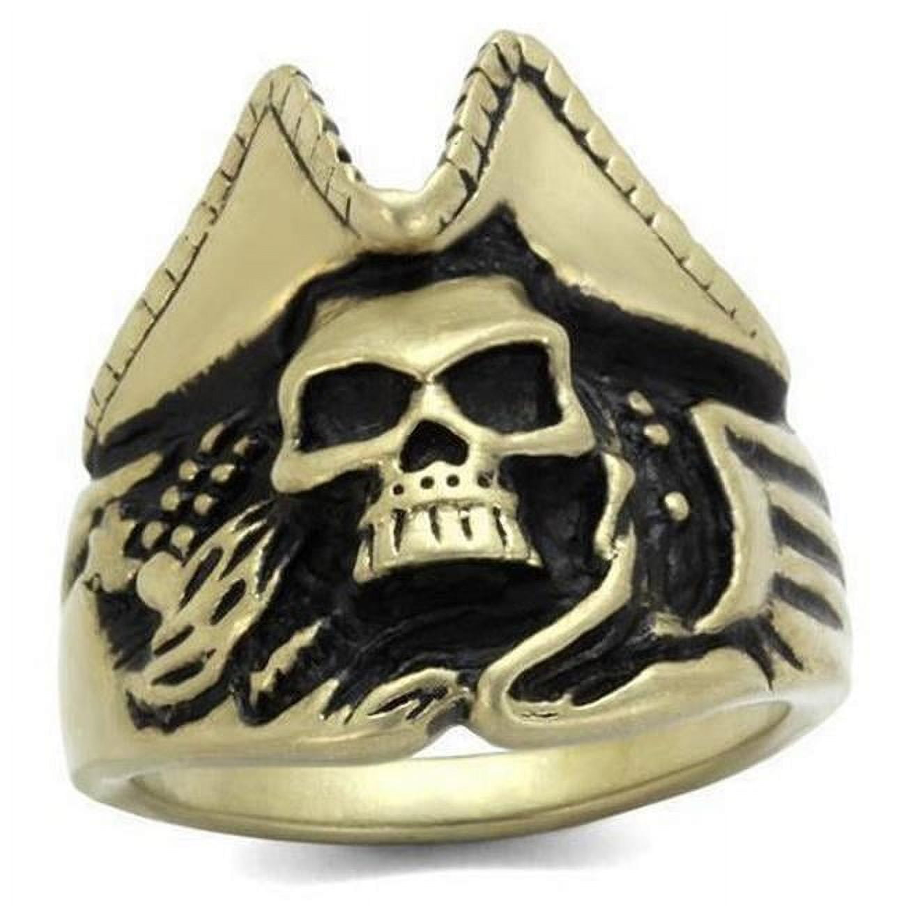 IP Antique Copper Stainless Steel Ring with Epoxy, Jet - Size 13