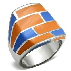 TK254-7 High Polished No Plating Stainless Steel Ring with No Stone, Size 7