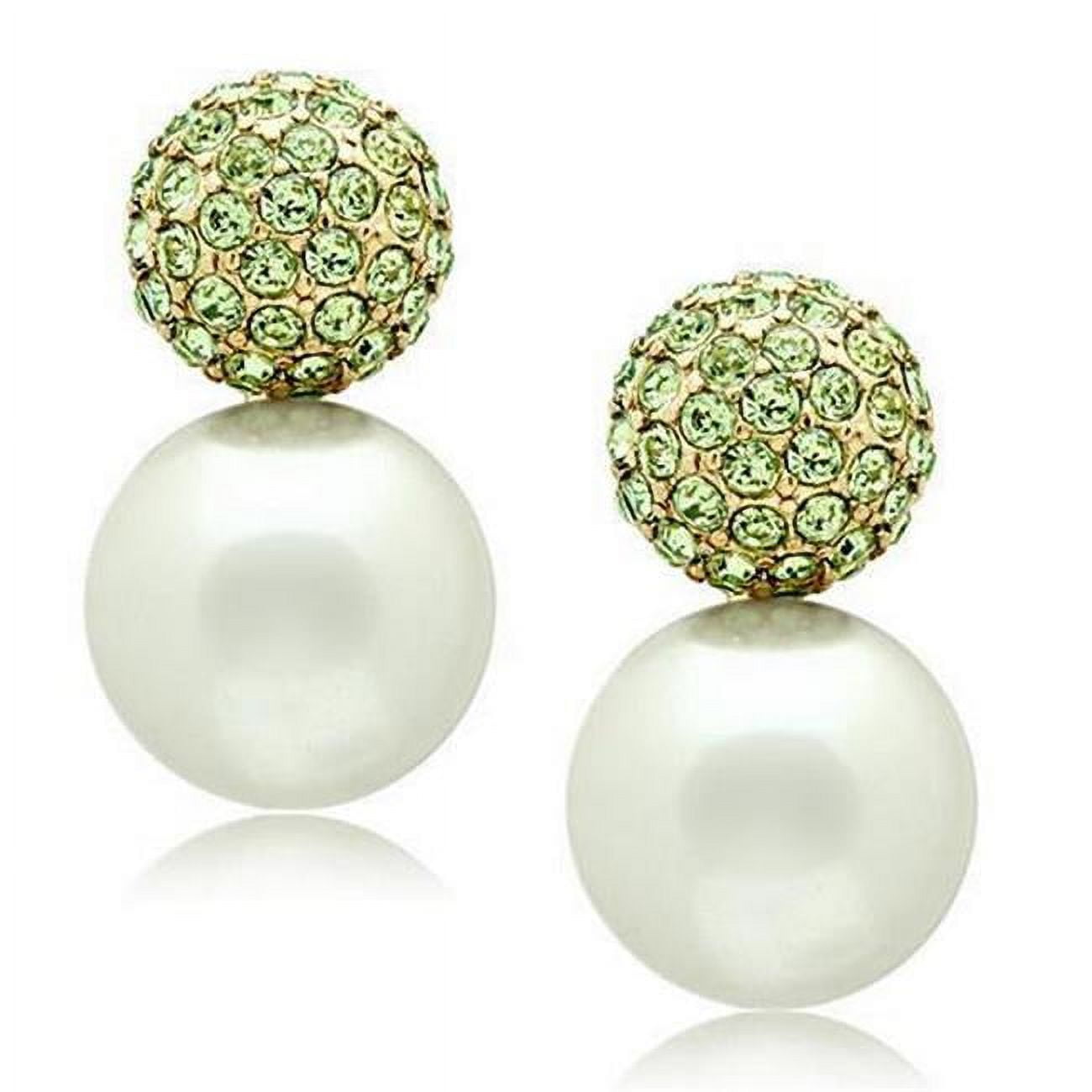 Picture of Alamode GL264 IP Gold Ion Plating Brass Earrings with Synthetic Pearl, White