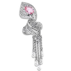LO1010-9 Rhodium Brass Ring with AAA Grade CZ, Rose - Size 9
