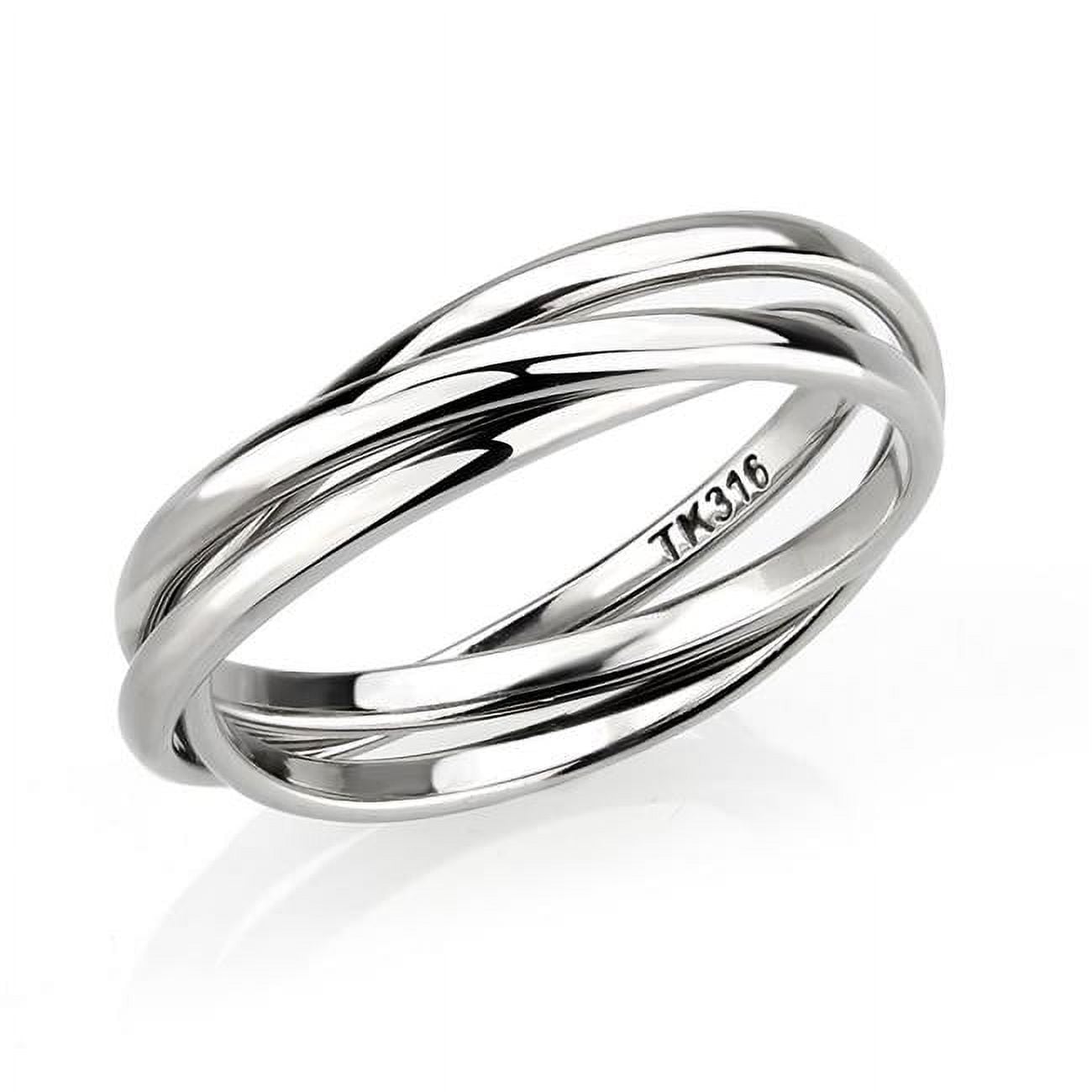 TK3743-5 High Polished Stainless Steel Interlocking Ring, Size 5