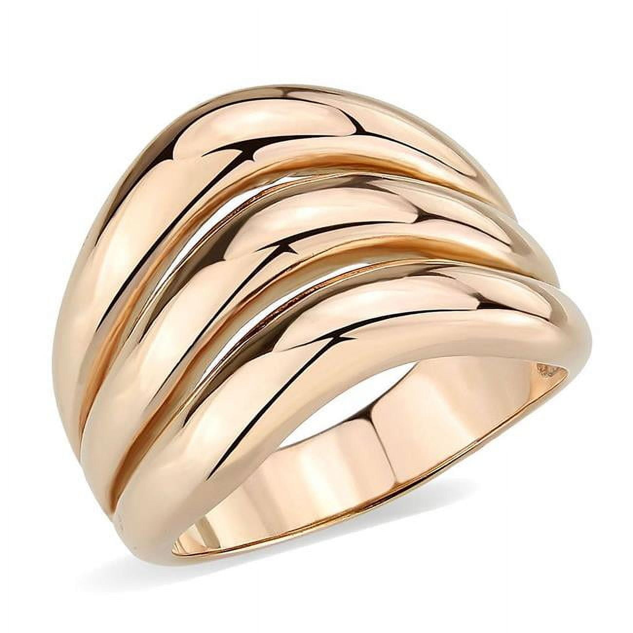 IP Rose Gold Ion Plating Stainless Steel Ring with No Stone, Size 5