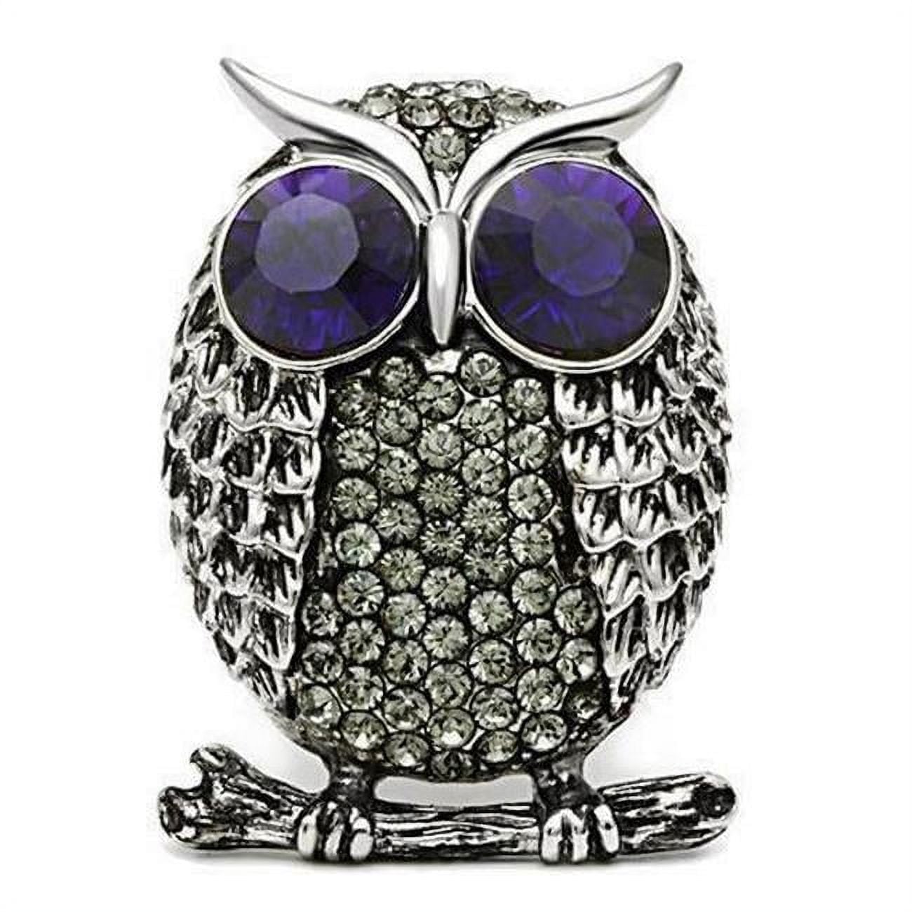 High Polished No Plating Stainless Steel Ring with Top Grade Crystal, Amethyst - Size 7