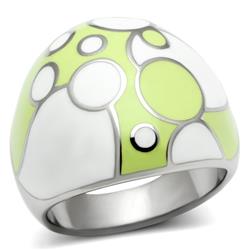 TK511-6 High Polished No Plating Stainless Steel Ring with Epoxy, Multi Color - Size 6
