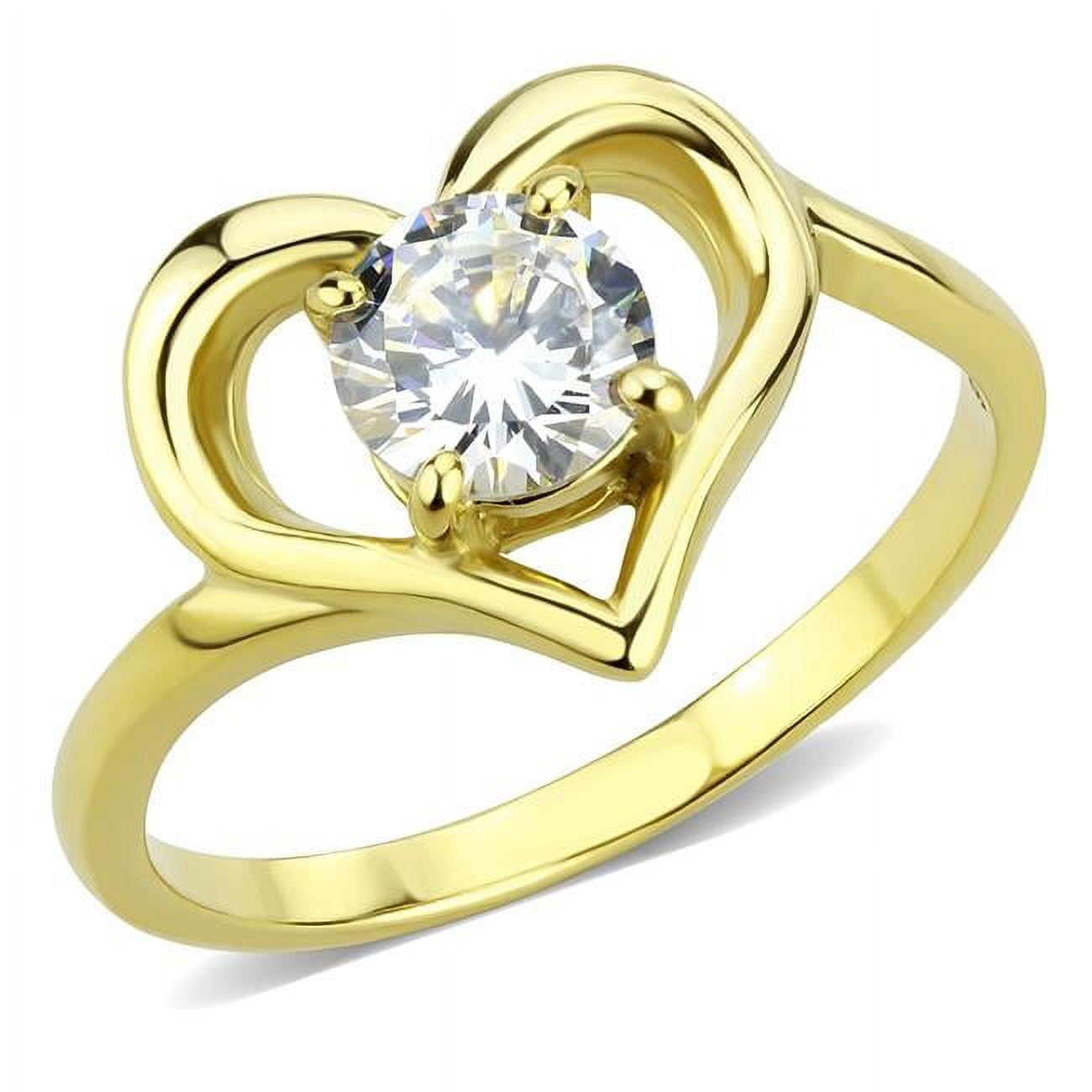 TK3628-8 Women IP Gold Stainless Steel Ring with AAA Grade CZ in Clear - Size 8