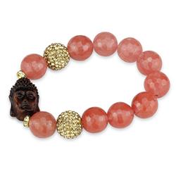 Picture of Alamode LO3780-8 8 in. Antique Copper White Metal Bracelet with Synthetic Onyx&#44; Rose