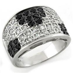 Picture of Alamode LOAS1088-9 IP Black Ion Plating 925 Sterling Silver Ring with AAA Grade CZ&#44; Jet - Size 9