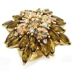 Picture of Alamode LOAS1121-9 Gold 925 Sterling Silver Ring with AAA Grade CZ&#44; Multi Color - Size 9