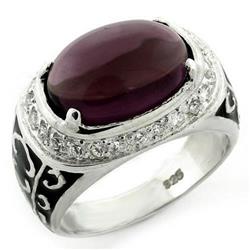 Picture of Alamode LOAS1148-6 High-Polished 925 Sterling Silver Ring with Synthetic Glass Bead&#44; Amethyst - Size 6
