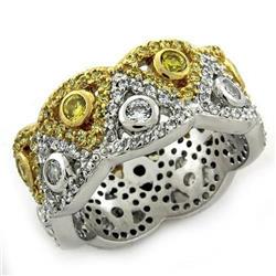 Picture of Alamode LOAS1151-9 Gold & Rhodium 925 Sterling Silver Ring with AAA Grade CZ&#44; Multi Color - Size 9