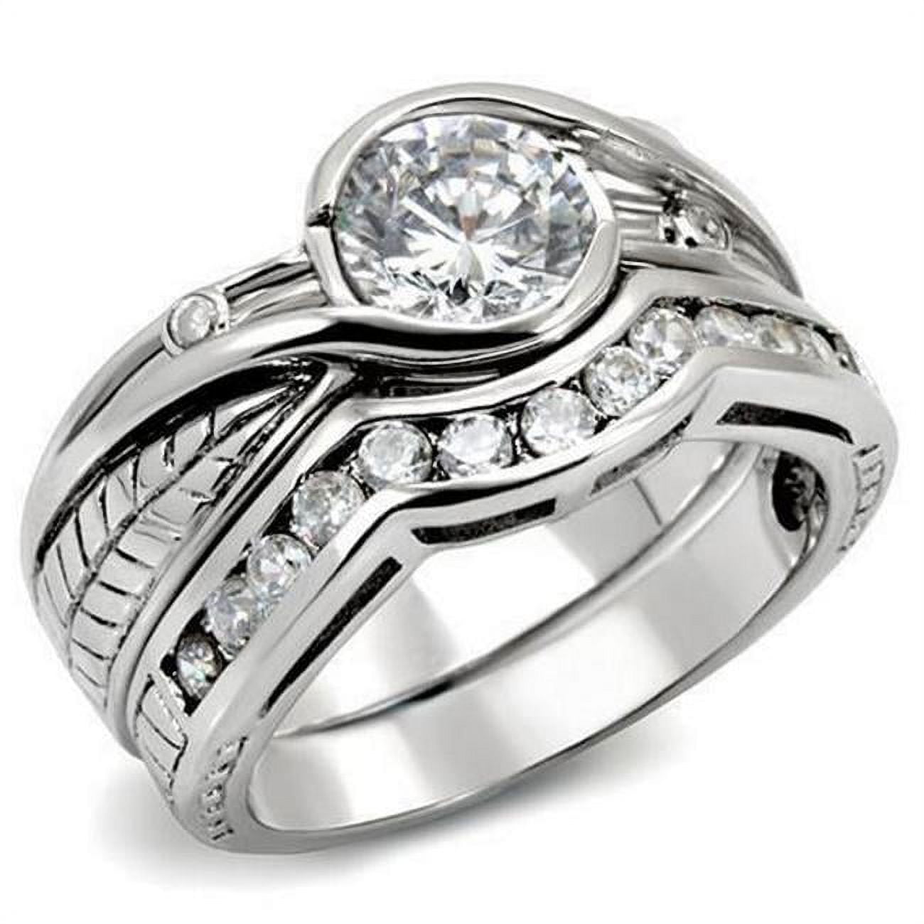 Picture of Alamode LOAS1215-5 Rhodium 925 Sterling Silver Ring with AAA Grade CZ&#44; Clear - Size 5