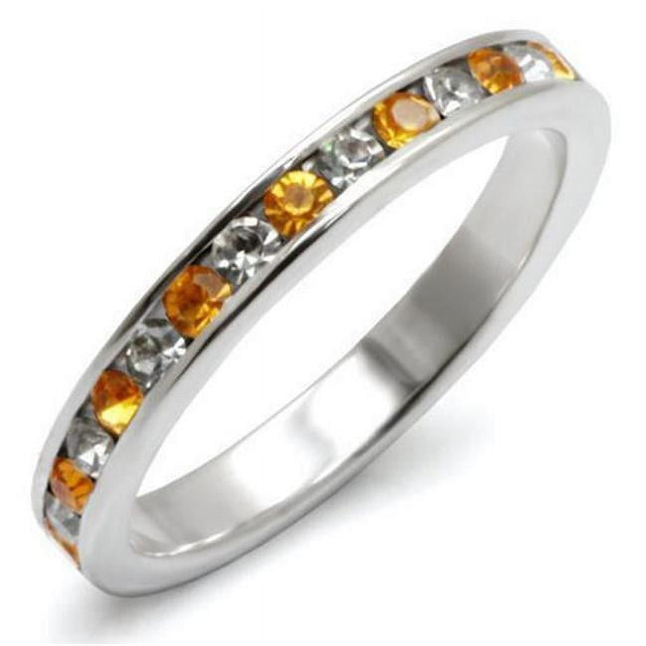 High-Polished 925 Sterling Silver Ring with Top Grade Crystal, Topaz - Size 7