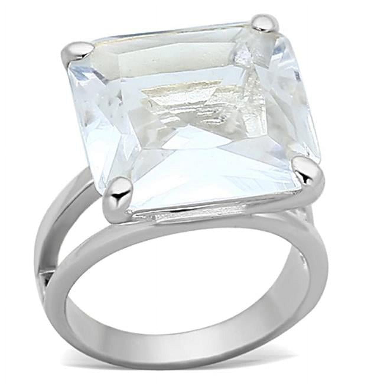 Picture of Alamode LOAS949-10 Silver 925 Sterling Silver Ring with Synthetic Glass&#44; Clear - Size 10