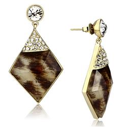 Picture of Alamode VL063 IP Gold Ion Plating Brass Earrings with Synthetic Stone, Animal Pattern