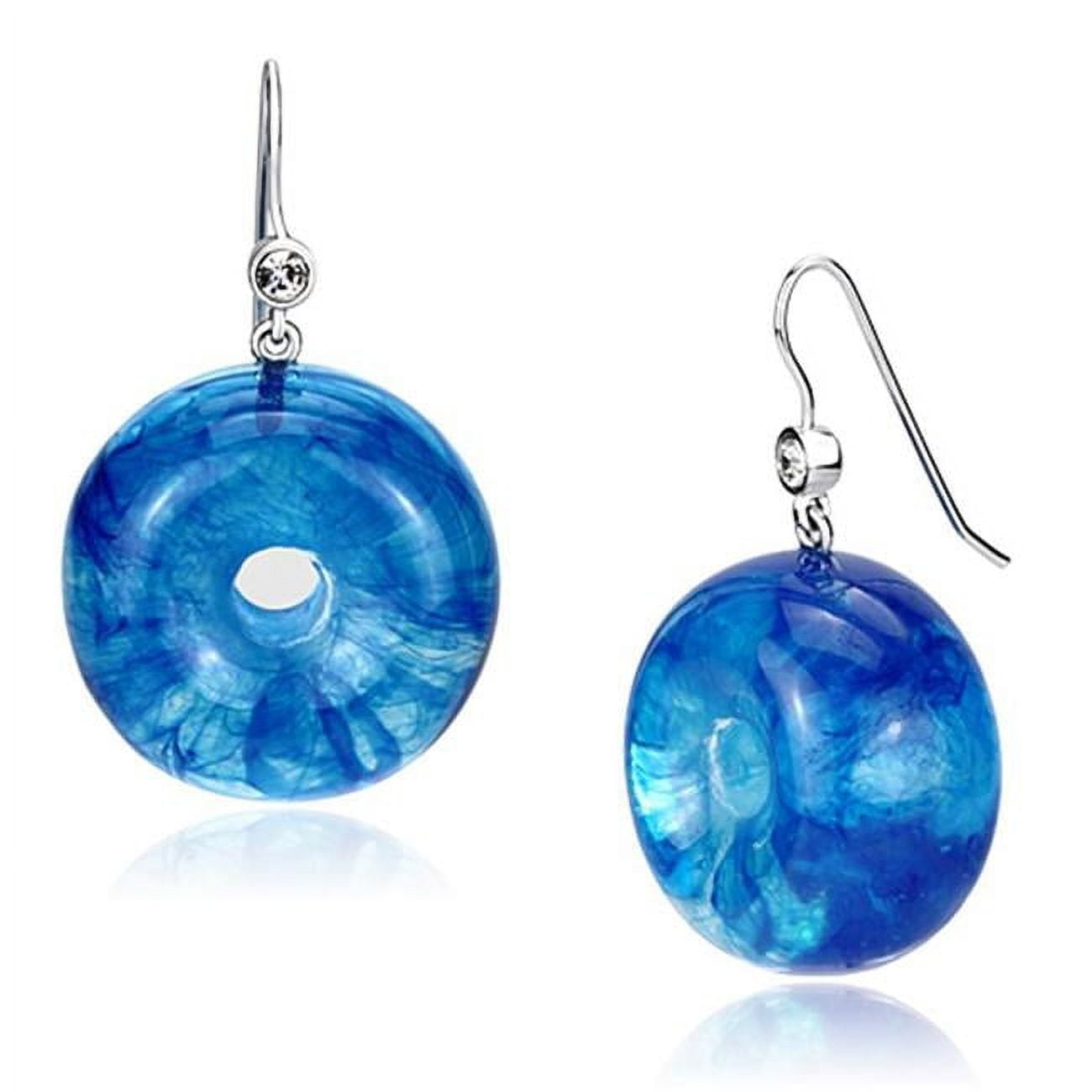 Picture of Alamode VL069 IP Rhodium PVD Brass Earrings with Synthetic Stone, Blue Topaz