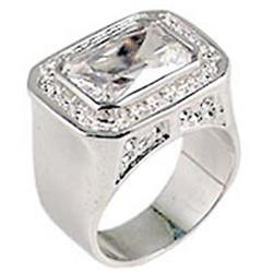 Picture of Alamode 0G727-7 Rhodium Brass Ring with AAA Grade CZ&#44; Clear - Size 7