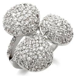 Picture of Alamode 0W145-8 Rhodium Brass Ring with AAA Grade CZ&#44; Clear - Size 8