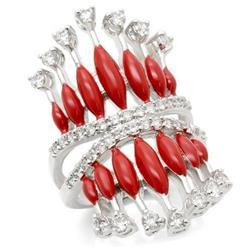 Rhodium Brass Ring with AAA Grade CZ, Clear - Size 5