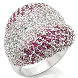 Rhodium Brass Ring with AAA Grade CZ, Multi Color - Size 10