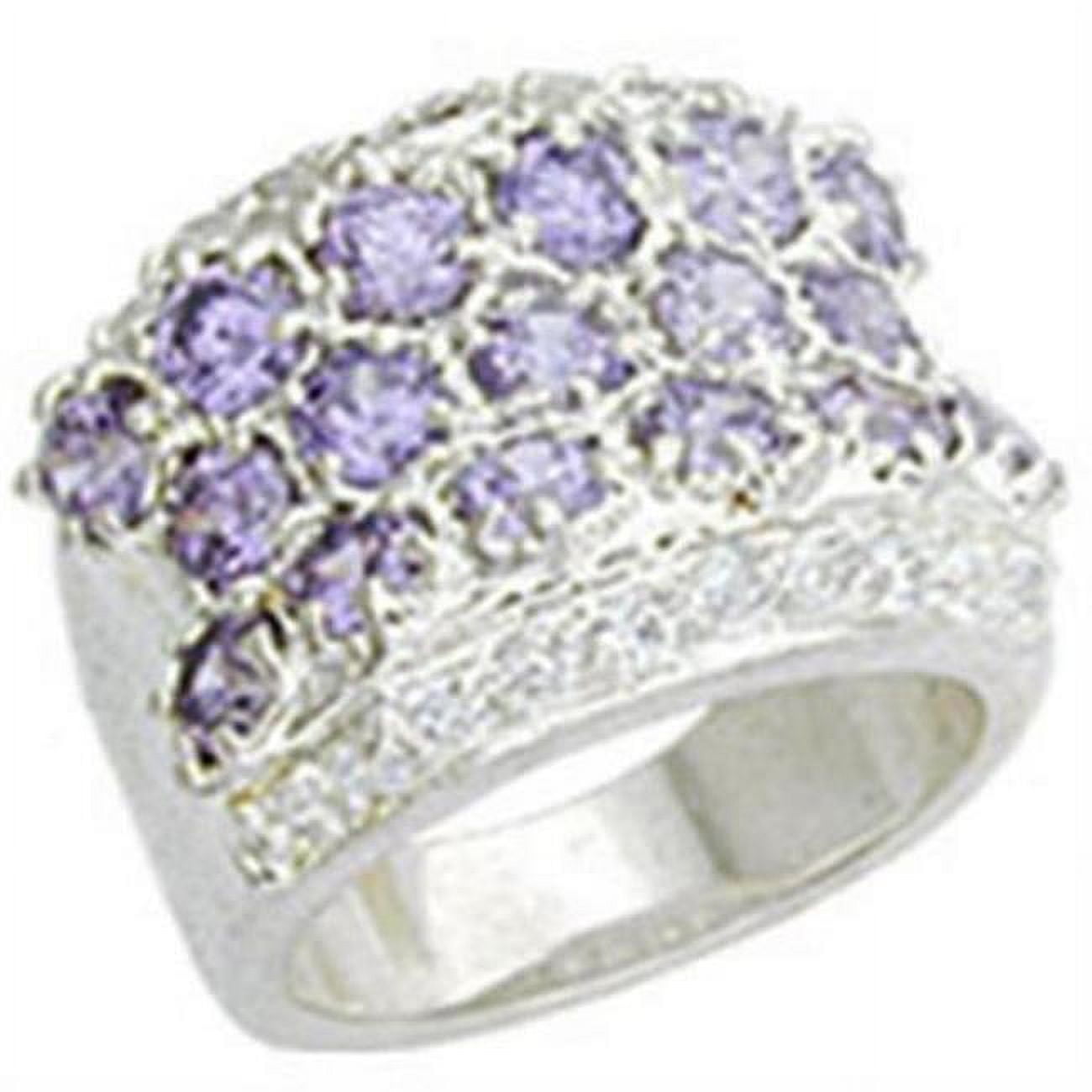 Picture of Alamode 12507-10 High-Polished 925 Sterling Silver Ring with AAA Grade CZ&#44; Light Amethyst - Size 10
