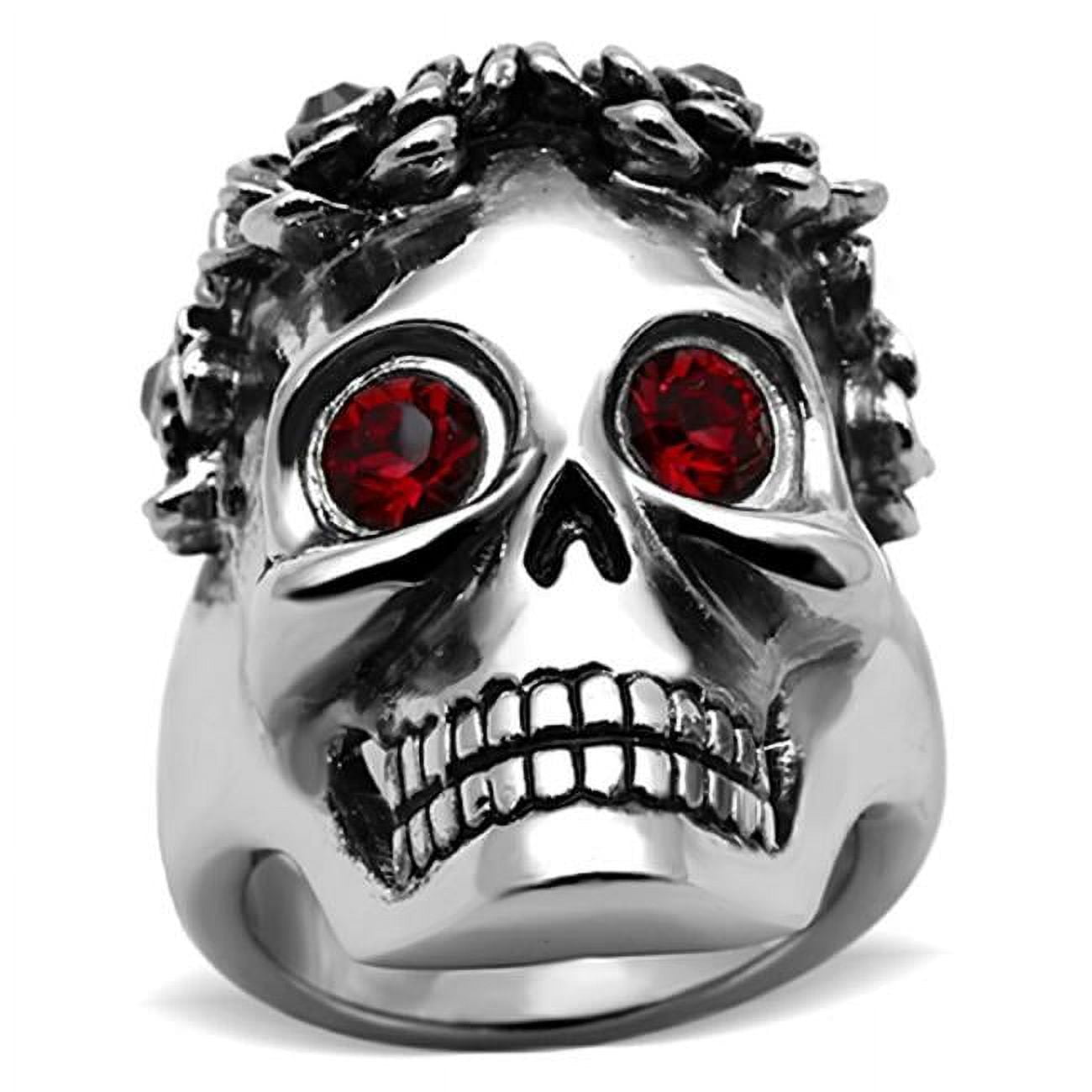 High Polished No Plating Stainless Steel Ring with Top Grade Crystal, Siam - Size 6
