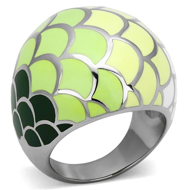 High Polished No Plating Stainless Steel Ring with Epoxy, Multi Color - Size 6